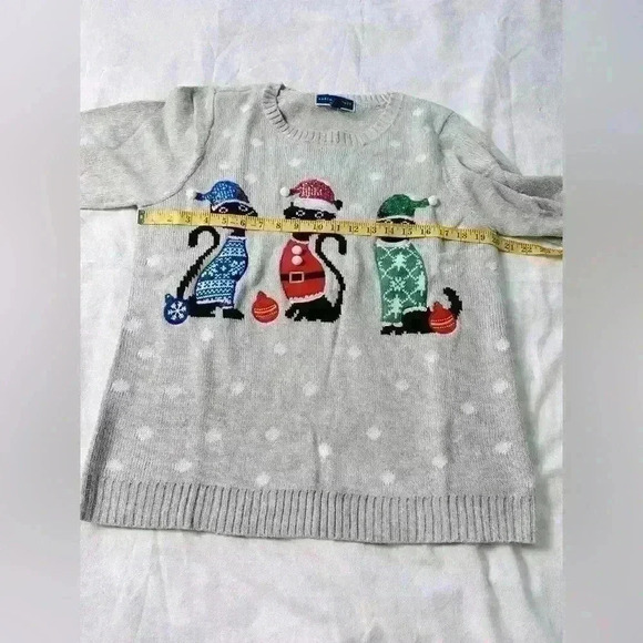 Karen Scott Sequined Cat Christmas Holiday Sweater Size XL - Picture 5 of 9